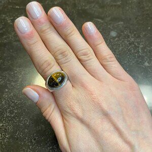 Tiger's Eye Cabochon Ring Size 8.5